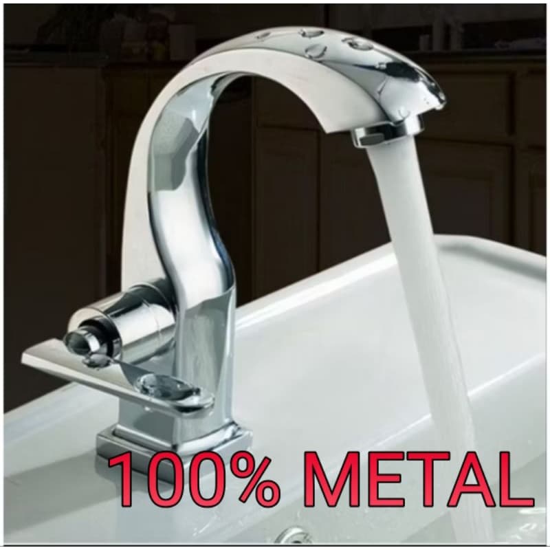 Torneira Banheiro 100% Metal Brilhante Para Cuba Banheiro Lavatório Água Fria  15247B  15246