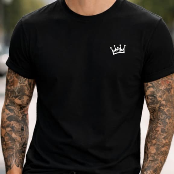 Camiseta Coroa Masculina Estampada blusa Premium Algodão Moda Streetwear Rei Luxo Tendência 2026