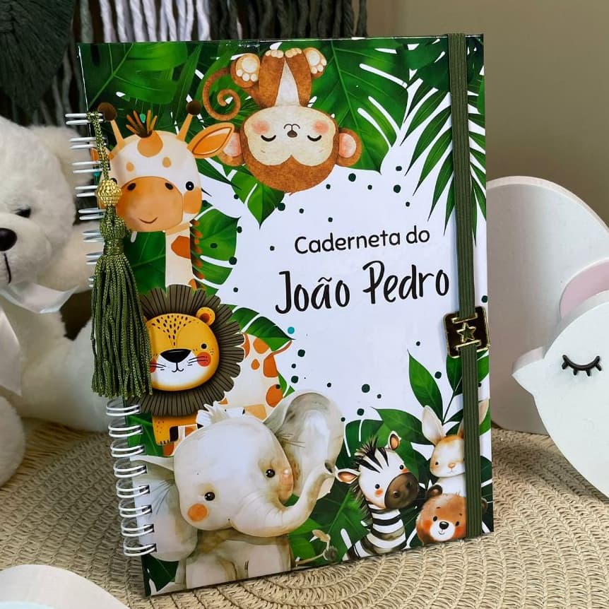 CADERNETA DE SAUDE VACINA PERSONALIZADA LUXO MENINO SAFARI
