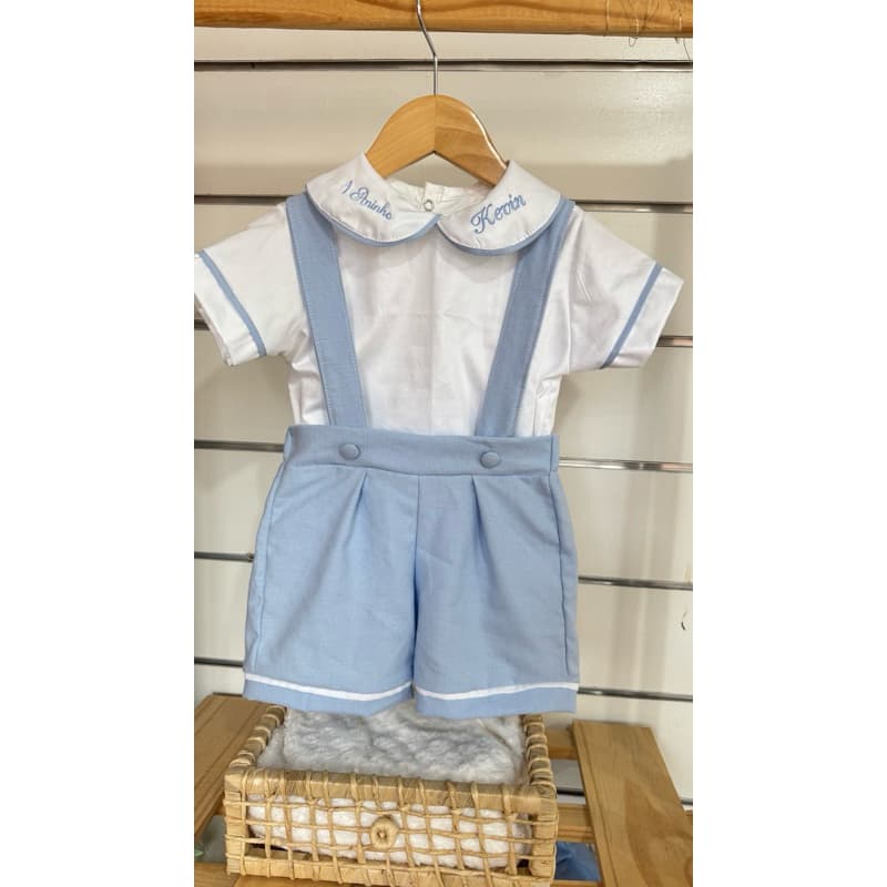 conjunto menino short suspensório liso