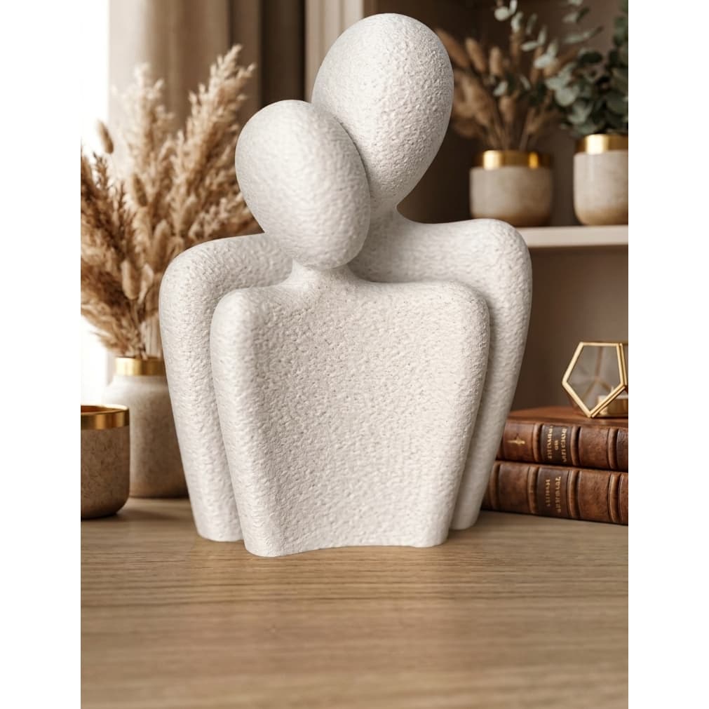 Escultura Casal 13 cm , Amor e Elegância  Decoração Moderna para Sala Casal Abraço Minimalista