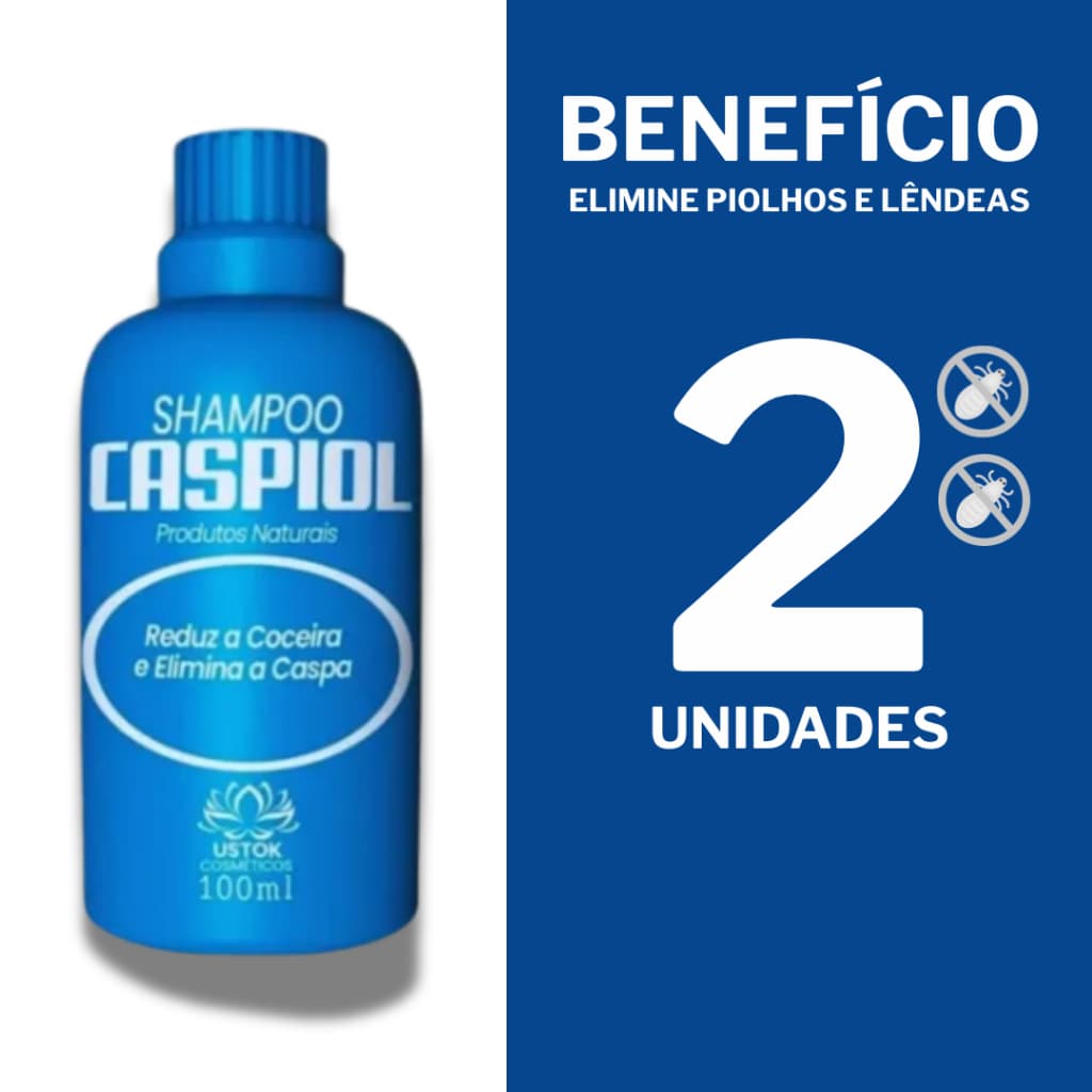 Kit Caspiol Mata Elimina Piolho Lêndeas e Caspas 100ml