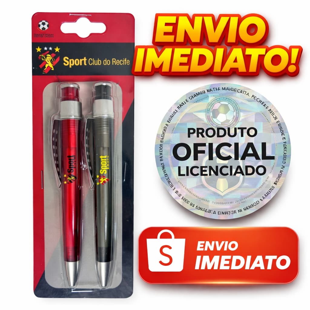 Kit 2 Canetas Sport Recife Oficial Original Presente Torcedor Futebol Clube Material Caneta Escolar