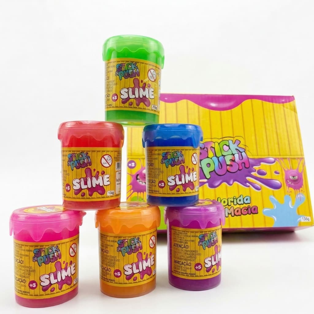Slime Stick & Push Brinquedo Infantil Macio 120g Anti-stress