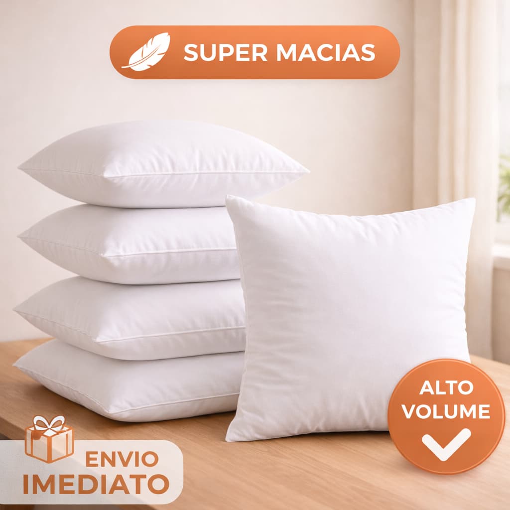 Enchimento Almofada 45x45 com Zíper Alto Volume | Fibra Siliconada TNT Decorativo Kit