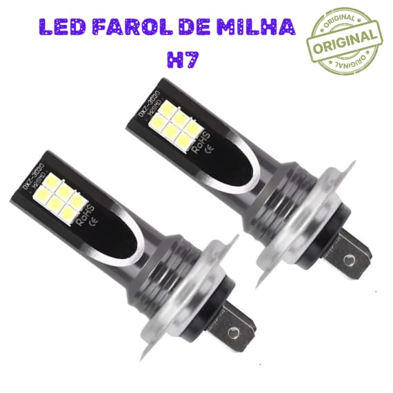 Lâmpada Led Auxiliar Farol De Milha H7 8000k Par 2 Pcs