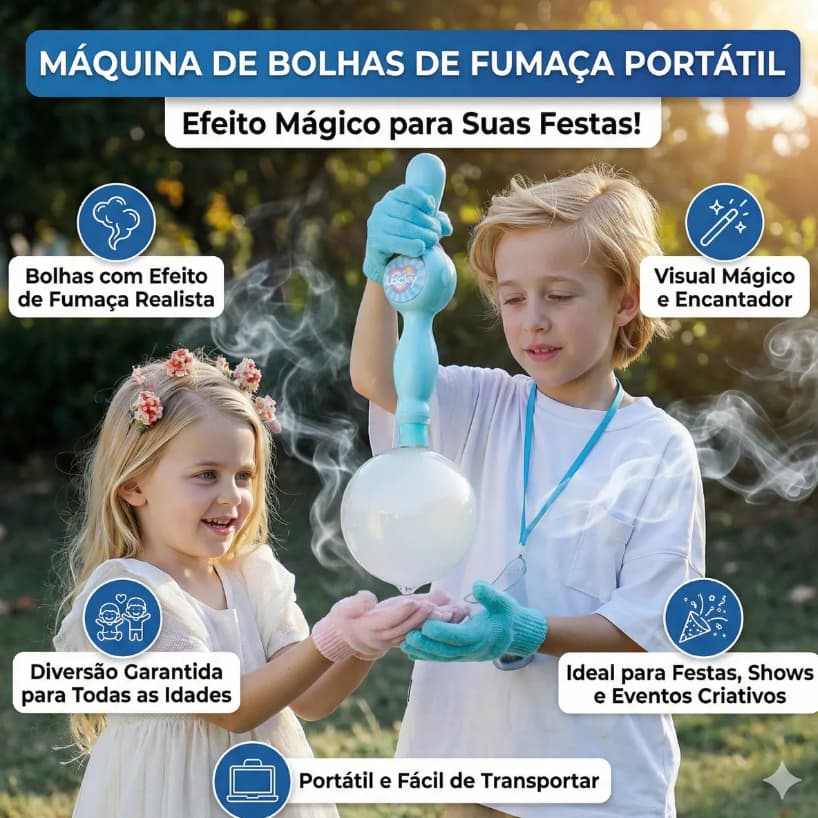 Lança Bolhas De Sabão Com Fumaça Mágica Brinquedo Infantil Pistola Maquina De Bolinha Novidade Original