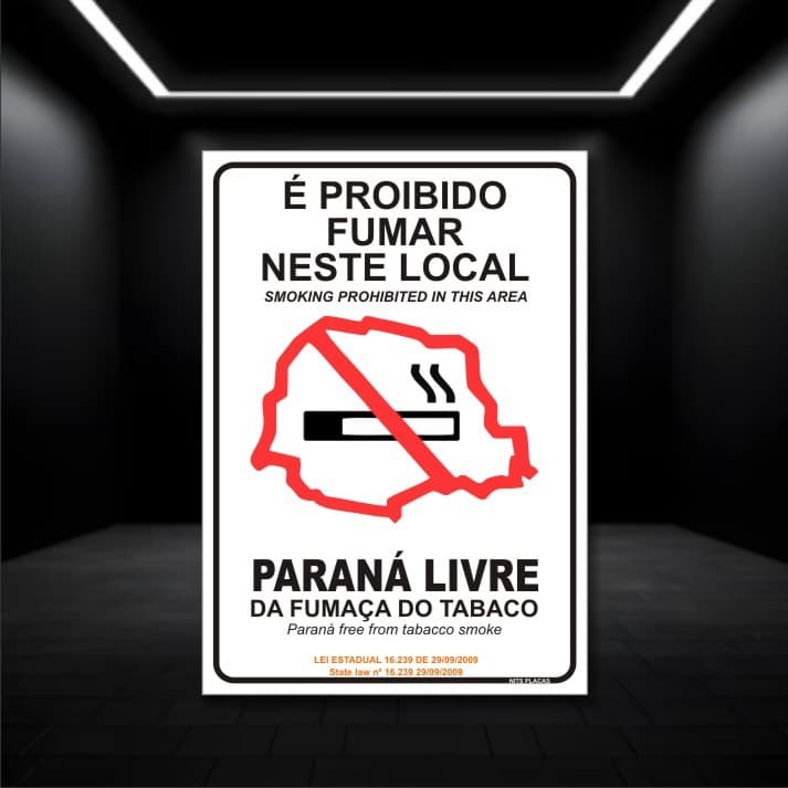 Placas Proibido Fumar Lei Antifumo - Padrão PR - Plaquinhas Não Fume fumo vigilancia sanitaria