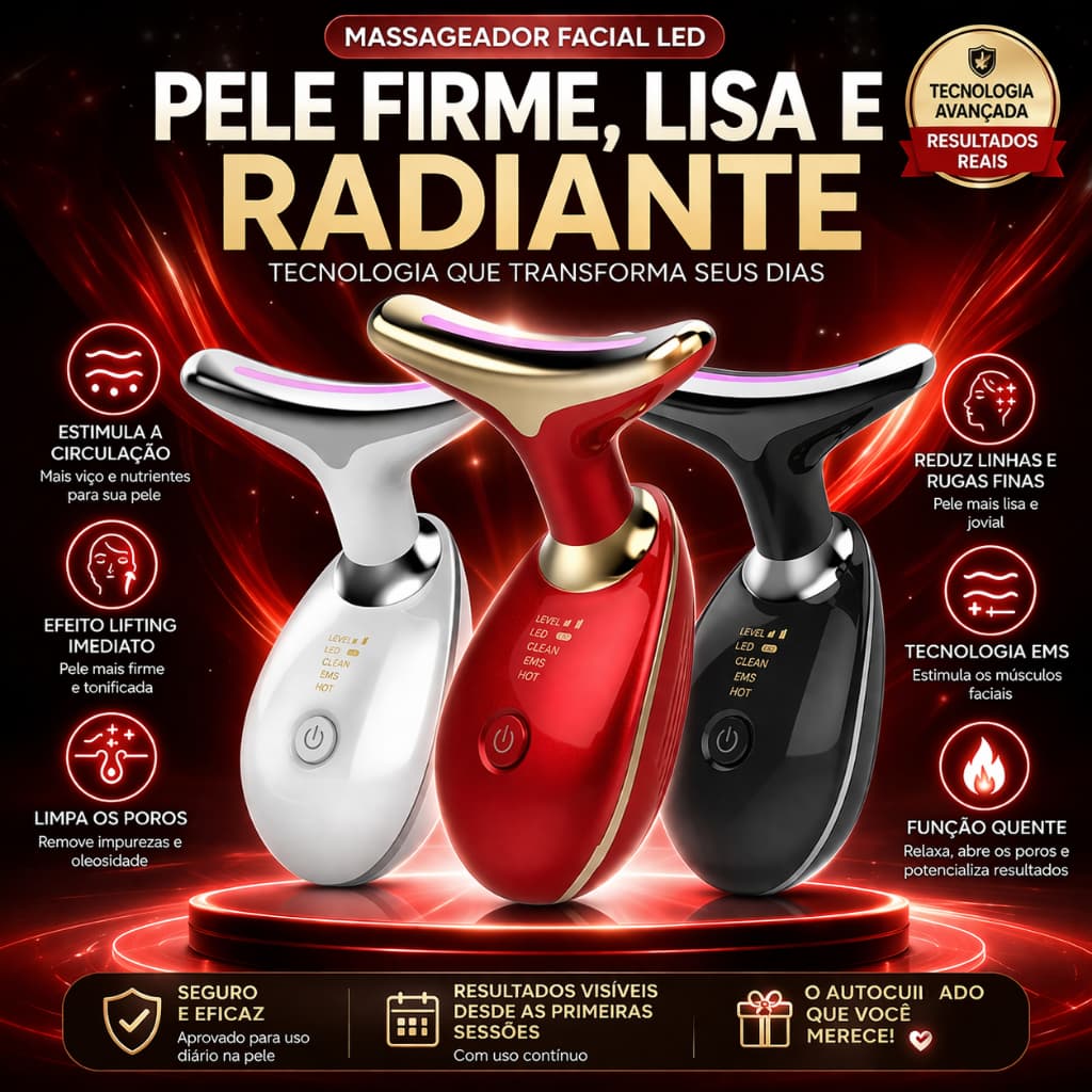 Massageador Facial Elétrico Anti Rugas Flacidez Papada Lifting Vibração USB