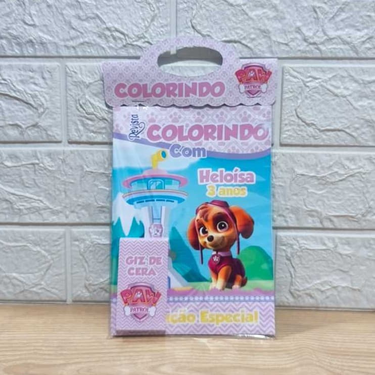 Kit Colorir + giz de cera / Livrinho Revistinha de Colorir / Skye Patrulha Canina  / Lembrancinha   / Kit pintura