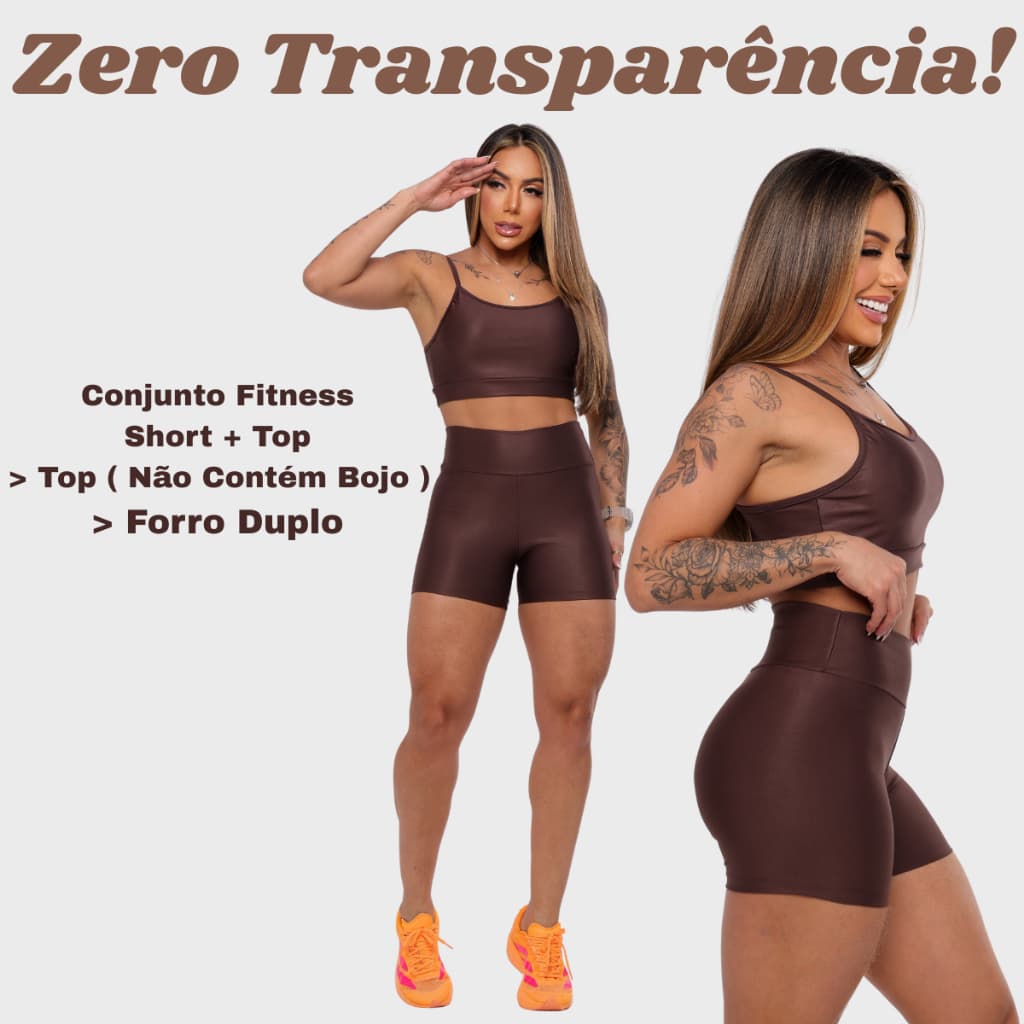 Conjunto Fitness Feminino Short + Top Suplex Premium Confortável Zero Transparência Alta Compressão