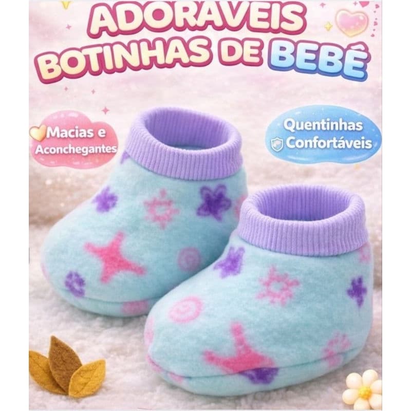 Pantufas Bebê Feminina – Kit com 2 Pares Quentinhos 0 a 3 Meses