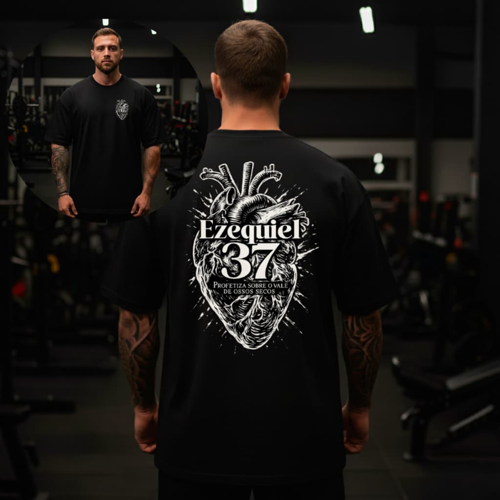 Camiseta Cristã Ezequiel 37 Frase Religiosa Oversized Masculina e Feminina Algodão