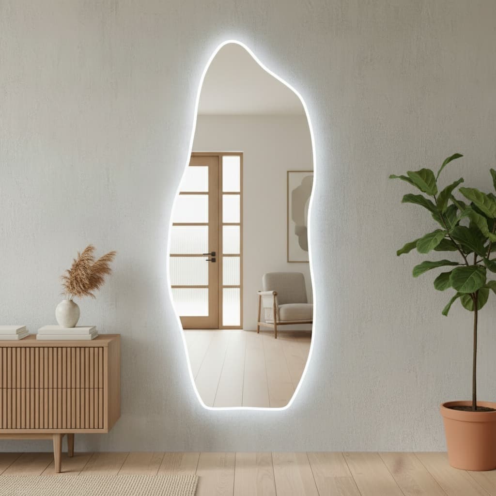 Espelho Orgânico Para Maquiagem Com Led Corpo Inteiro 110x50cm Moldura Premium Sala Quarto