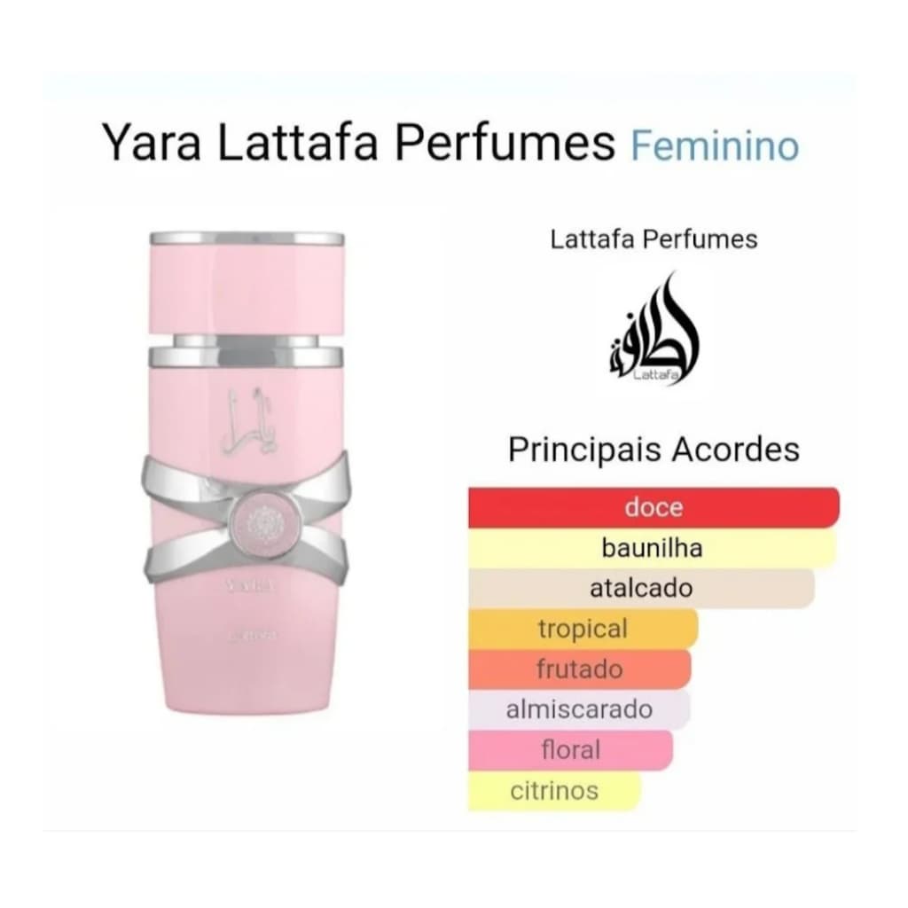 Perfume Feminino Yara Arabe Lattafa 100ml Original Doce Alta Fixação