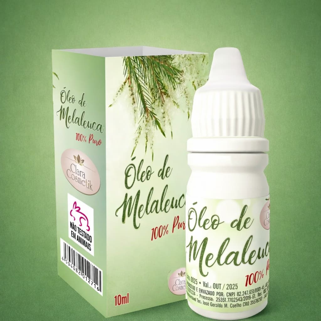 Óleo de Melaleuca 100% Puro 10ml Antiacne Natural Antisséptico Pele e Unhas Clareador e Secativo