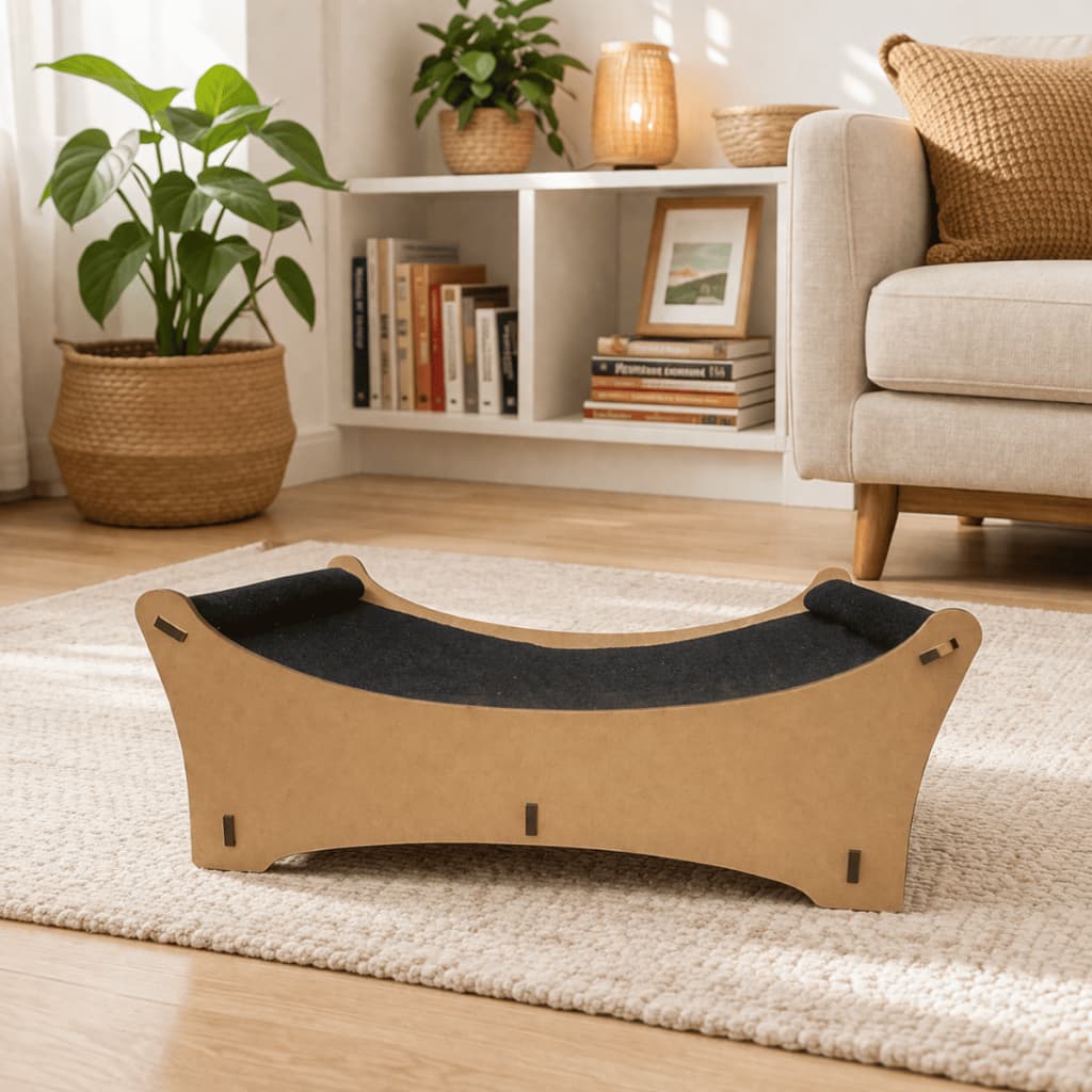 Cama para Gato Estilo Rede com Estrutura Arranhador Mdf