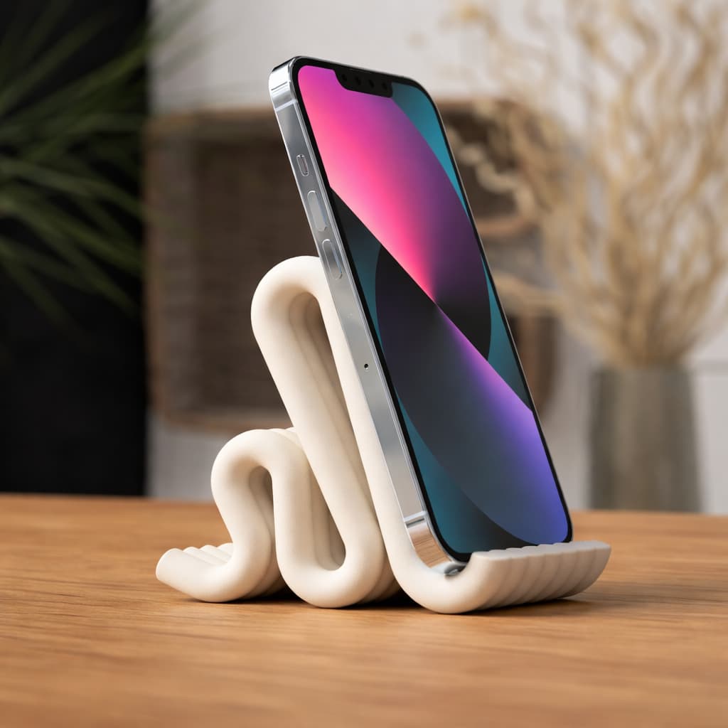 Suporte para Celular Ondulado Universal | Assistir Vídeos e Mesa de Escritório | Design Moderno Decorativo Impressão 3D.