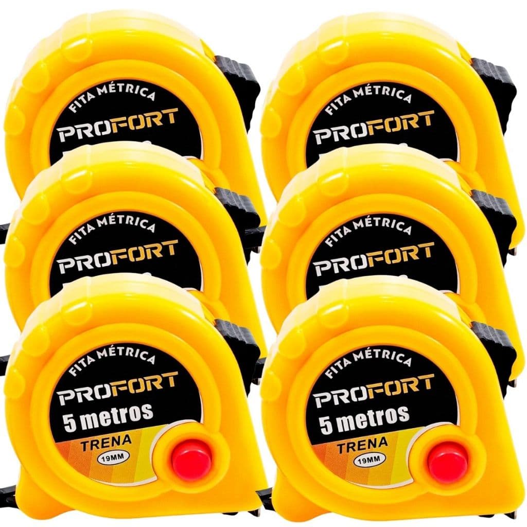 Kit 6 Trena 5 Metros x 19 mm Profort Alta Durabilidade Medidor Manual Obras Reformas