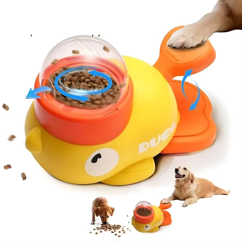 Brinquedo Interativo Alimentador Lento para Cães Pato Dispenser Ração Antiestresse Patisco - Jambo Pet
