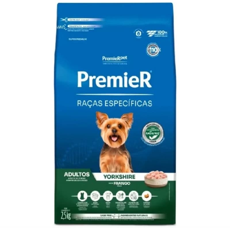 Premier Yorkshire Ração Raças Específicas Cães Adulto 2,5 Kg Sabor Frango