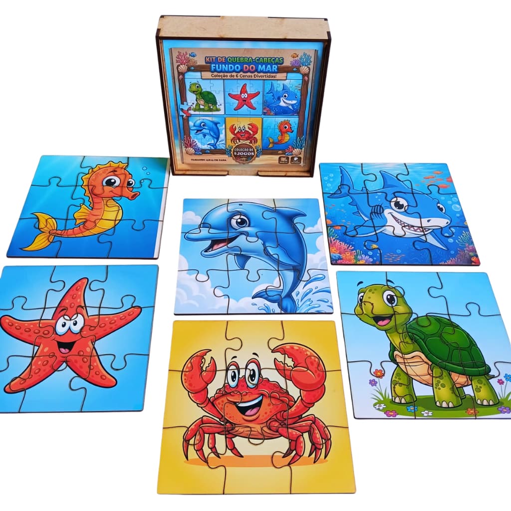 Quebra Cabeça Infantil MDF Fundo do Mar Brinquedo Educativo