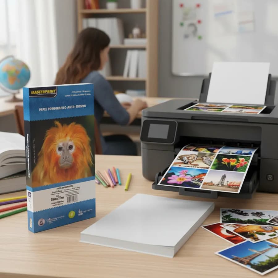 Papel Fotográfico Adesivo 130G Glossy A4 MASTERPRINT (PAPEL ADESIVO)