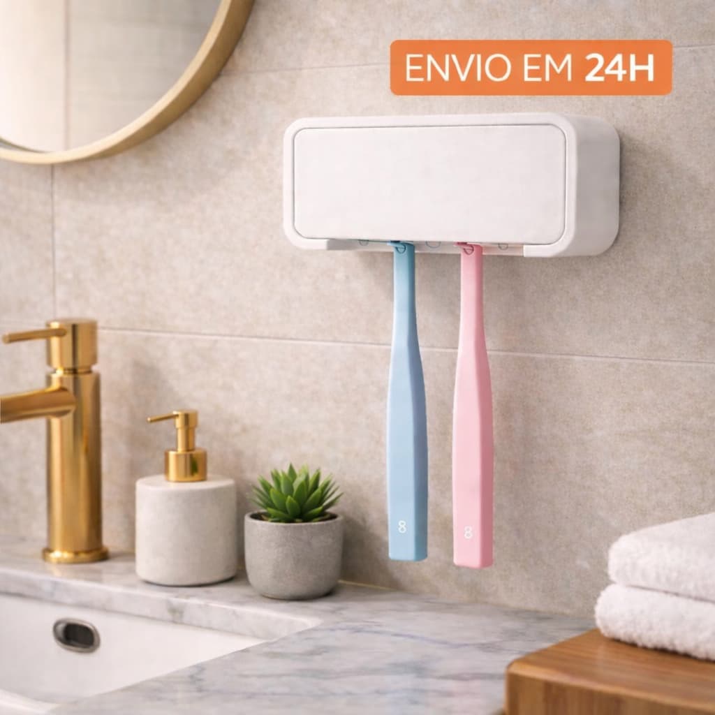Suporte de Parede Protetor de Escova de Dente Para  Banheiro  Moderno -  Escovas Sempre Secas