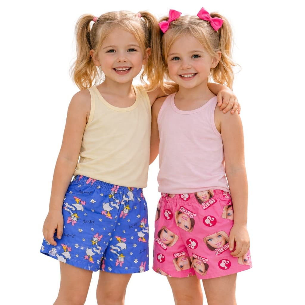 Kit 2 Shorts de Praia Infantil Menina Verão Estampas Sortidas