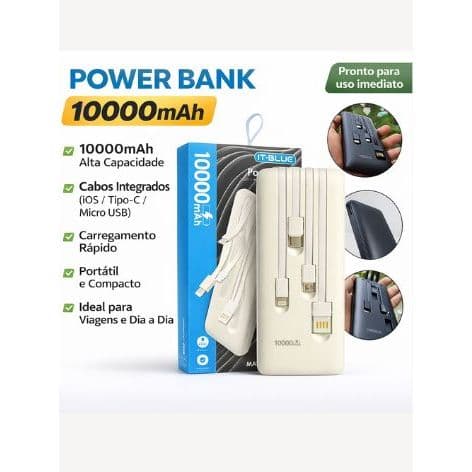 Carregador Portatil Power Bank Max-0534 10.000mha Preto Cor PretoCarregador Portatil Power Bank Max-0534 10.000mha Preto