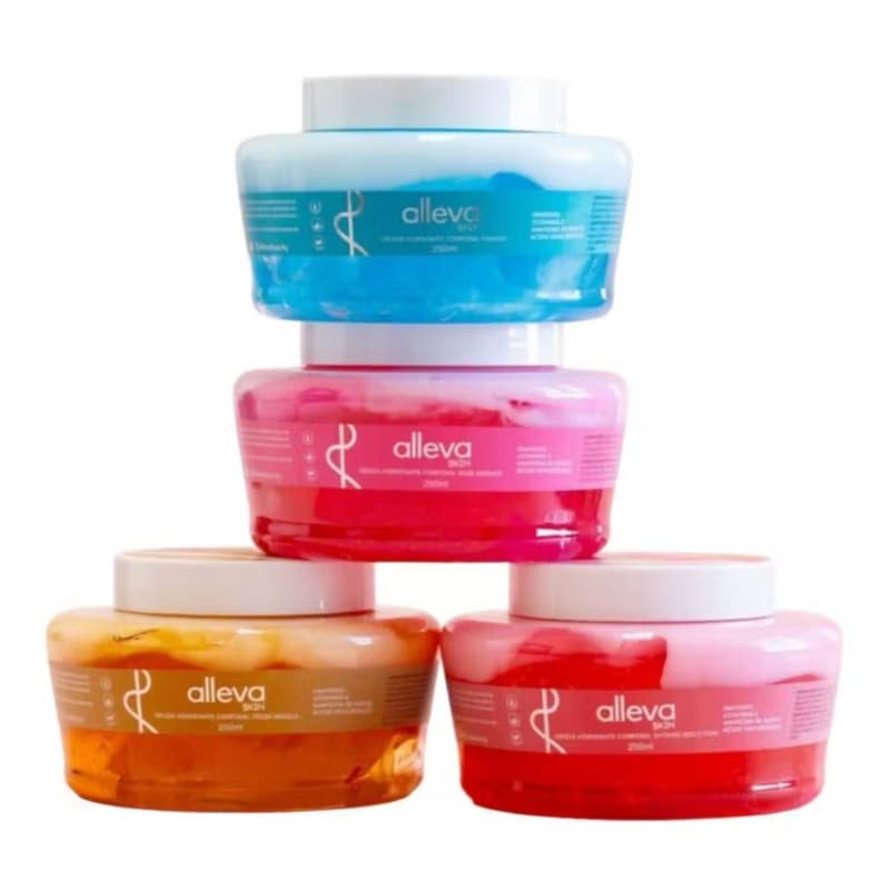 Geleia Hidratante Corporal 250g Alleva Skin - Pantenol Ácido Hialurônico Karité Vitamina E - Pele Radiante