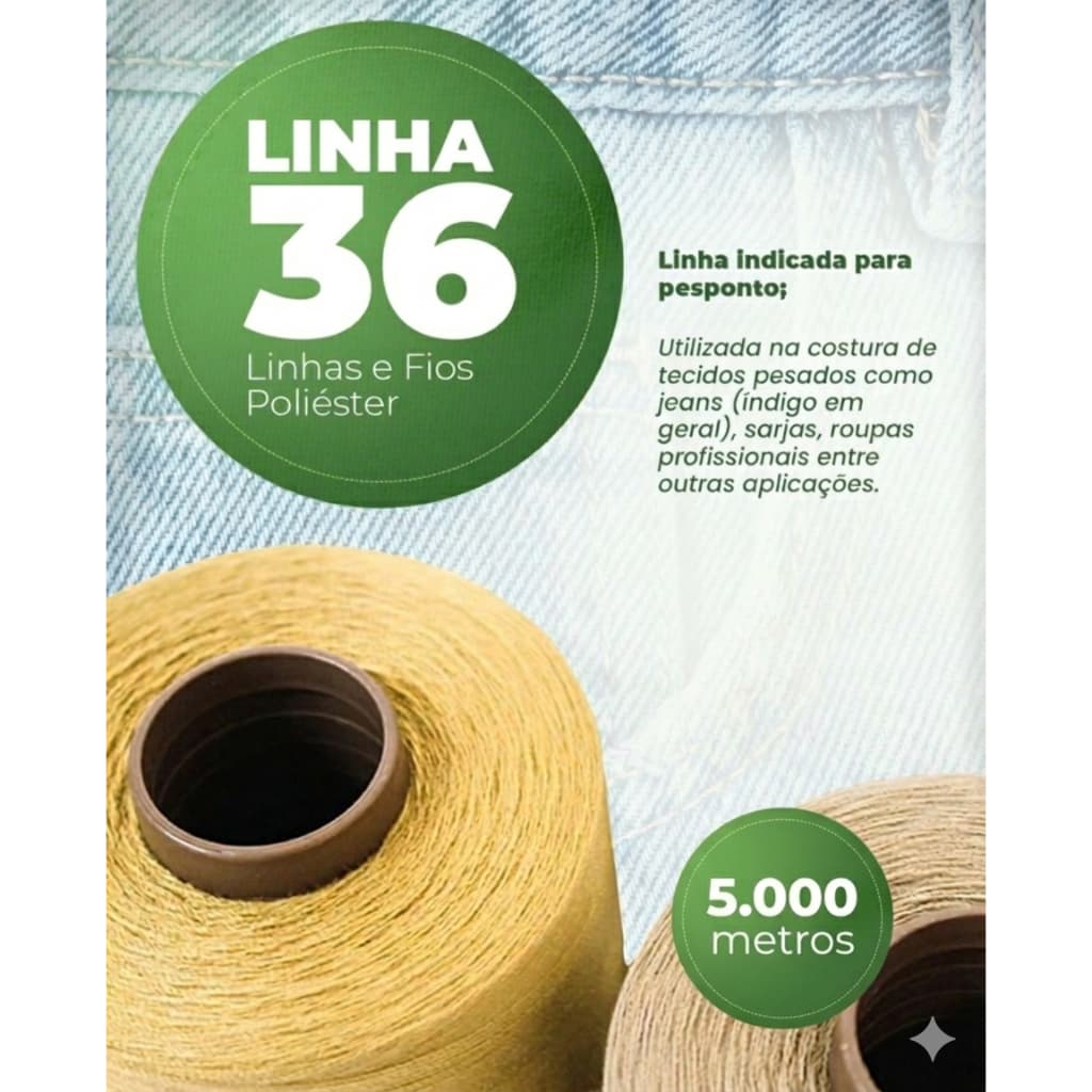 Linha grossa para costura Pesponto 36 com 5.000m