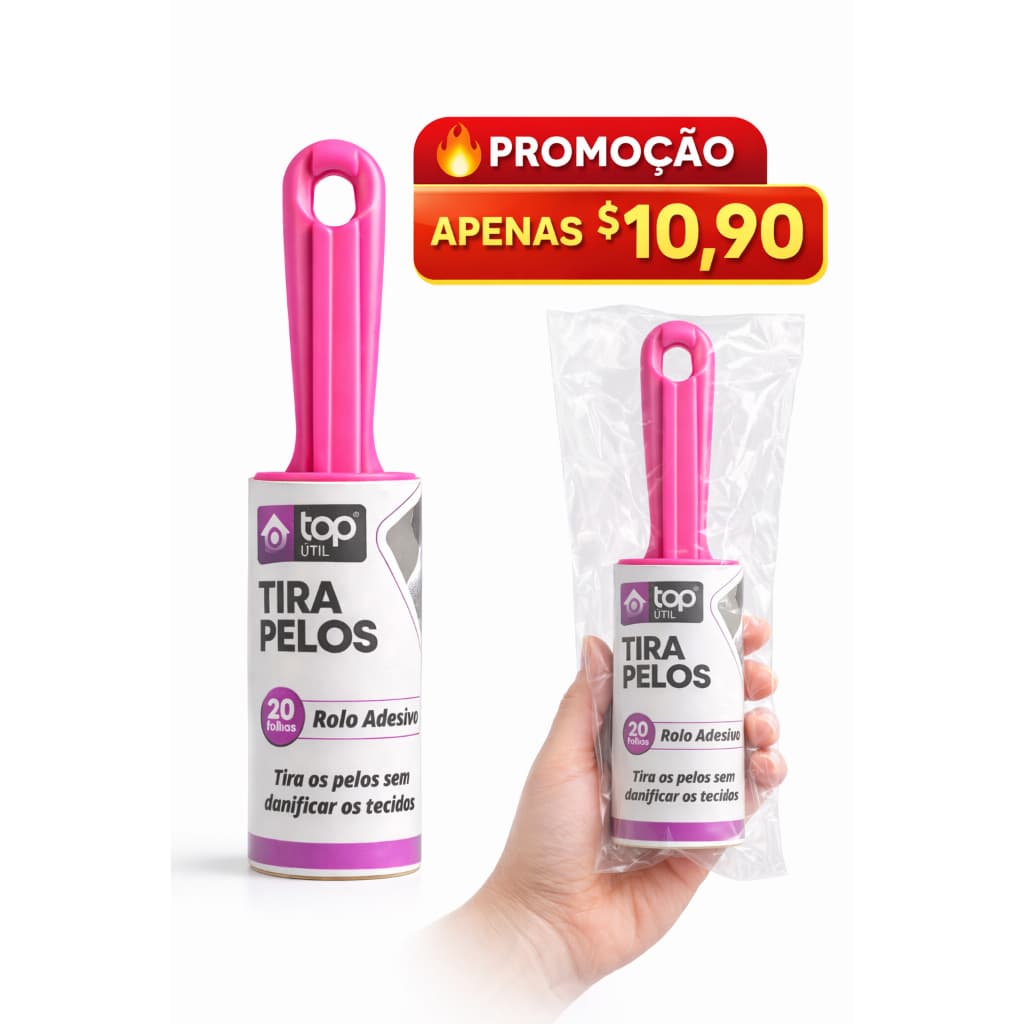Rolo Tira Pelos Adesivo Portátil 20 Folhas Limpa Roupas Sofá Pet