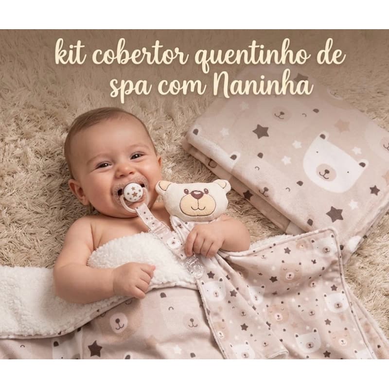 Cobertor Com Naninha 2 Peças Para Bebe Recem Nascido Inverno edredom manta bebe fofinho