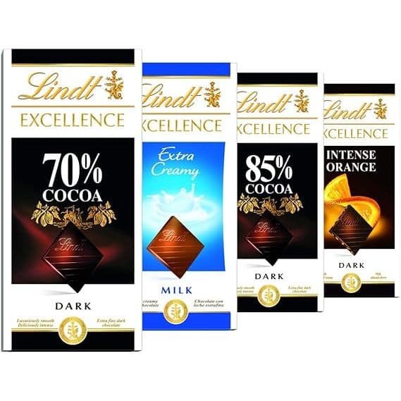 LINDT - barra de chocolate - KIT DEGUSTAÇÃO - Caixa com 10 unid de 100g cada -  Sabores Sortidos – valor promocional