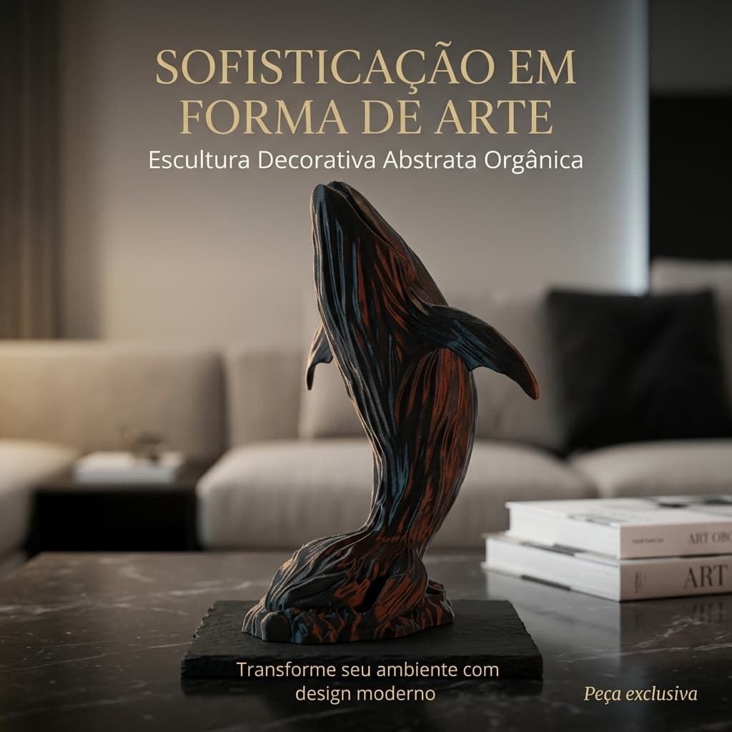 Escultura Decorativa  Baleia Jubarte – Arte Moderna para Sala, Escritório ou Ambientes Sofisticados