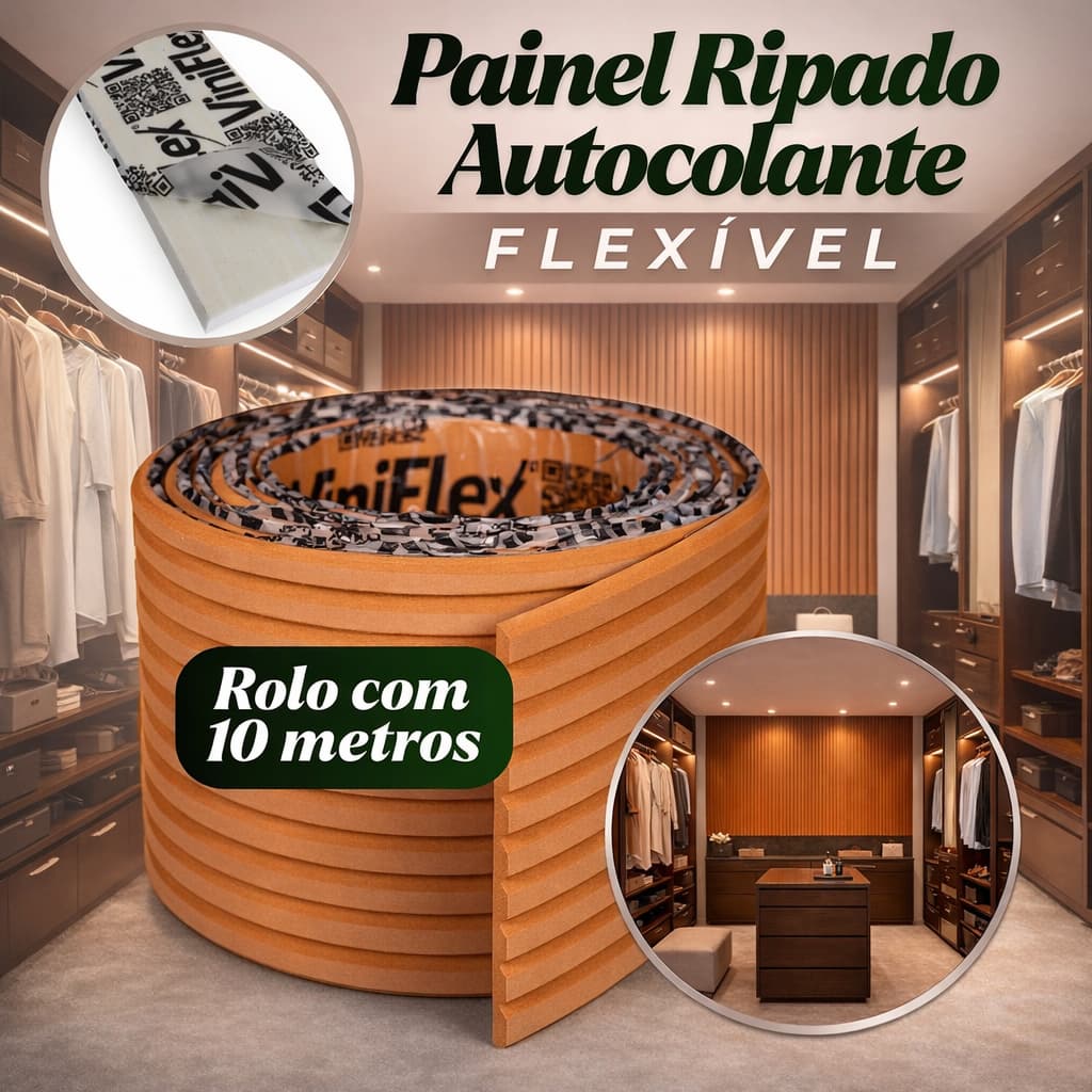 Painel Autocolante Ripado 10M ou 5M Adesivo Flexível De Parede Versátil Decorativo