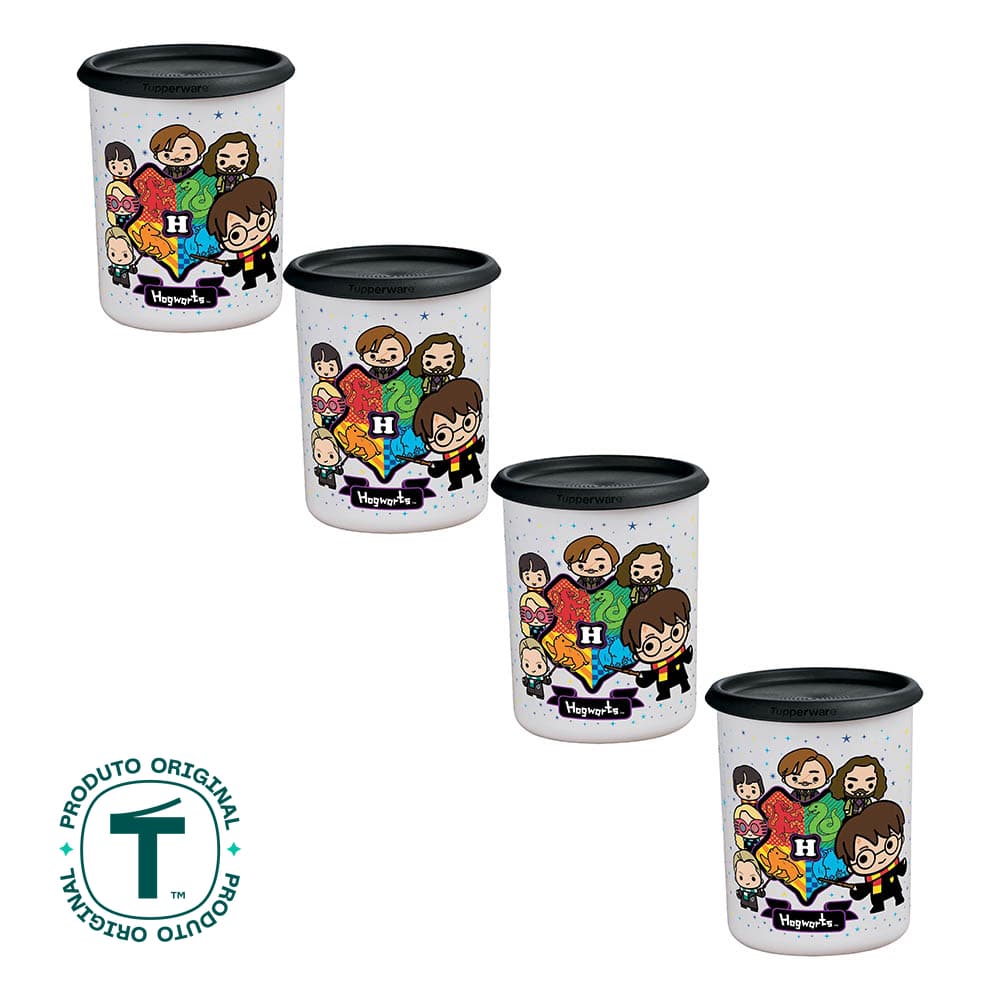 Kit 4 Potes Tupperware Instantânea Mágica Harry Potter Colorido 1,3L