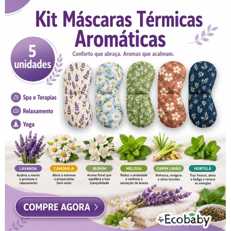 5 Máscaras Térmicas Aromáticas para Massoterapia, Yoga, insônia...
