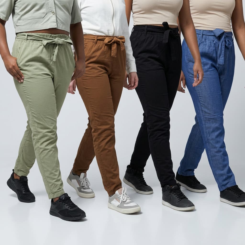 Calça Feminina Cintura Alta Jogger Amarração Cáqui Preta Moda Casual Leve Confortável Varias Cores