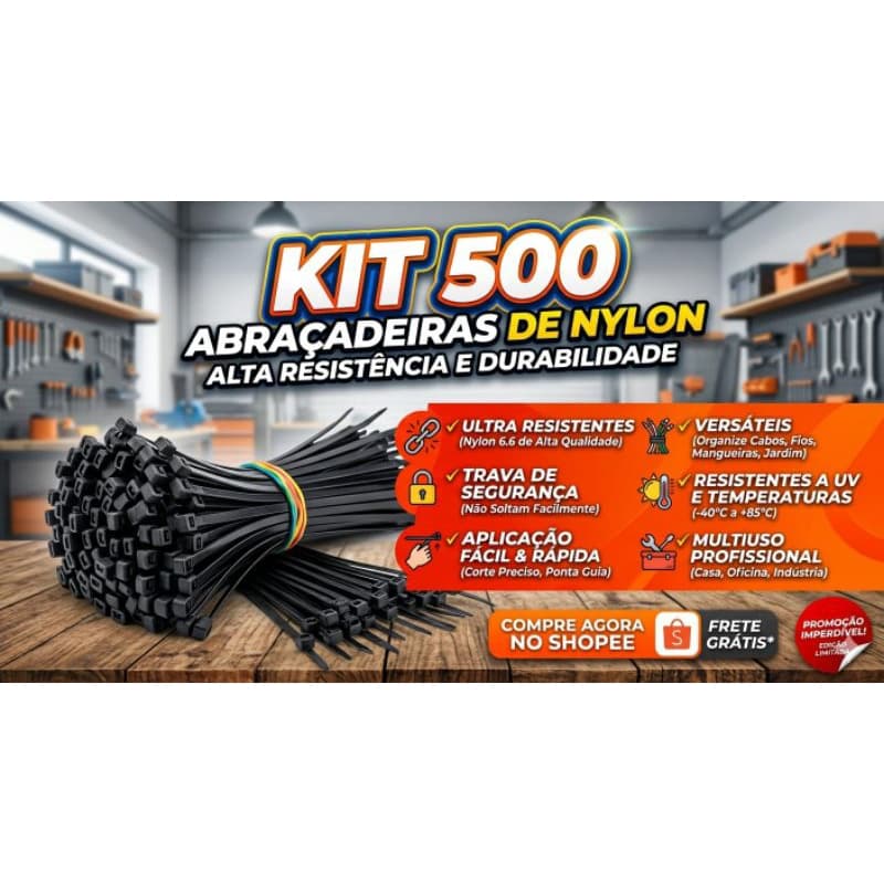 Kit 500 Abraçadeiras de Nylon Nicobem Alta Resistência ( 5 * 100 Unidades) 20cm, 30cm e 40cm (3.6mm)
