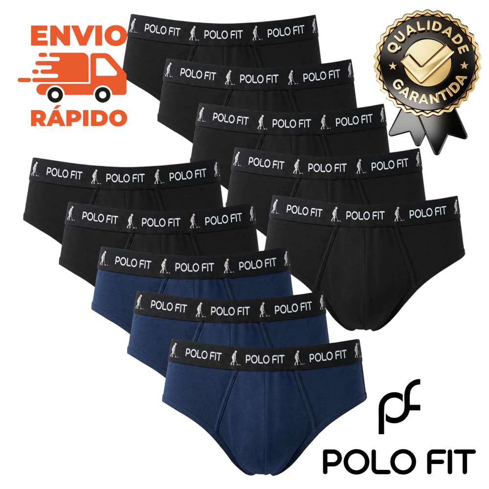 Kit 10 Cuecas Adulto Slip Masculina Cueca Confortavel Algodão Polo Fit