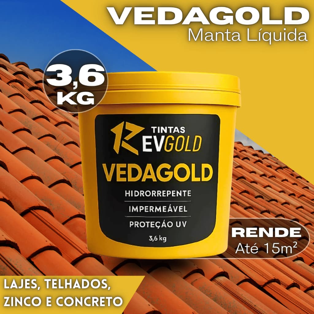 Impermeabilizante Emborrachado Revgold 3,6kg Manta Liquida Para Telhado Laje Parede E Umidade