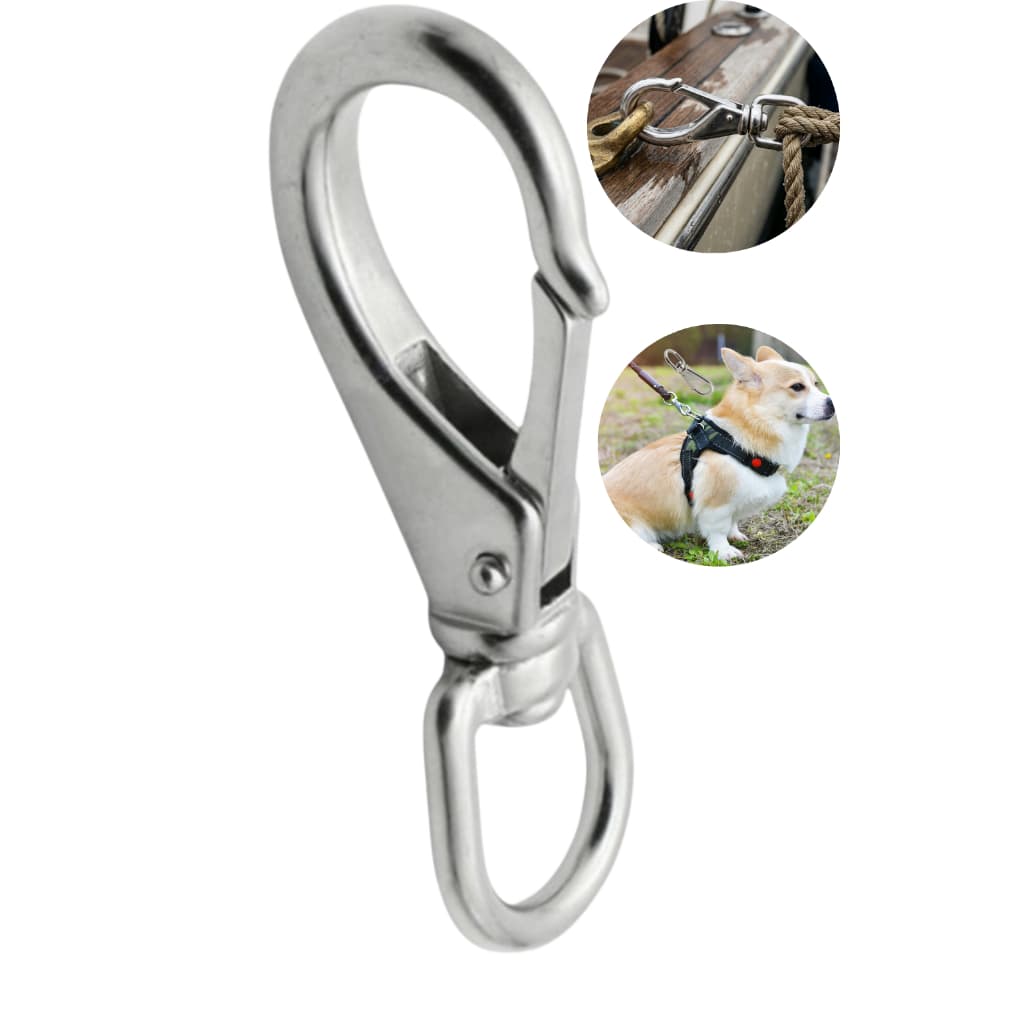 Mosquetão Engate Rápido Aço Inox Girador Destorcedor Pesca Sub