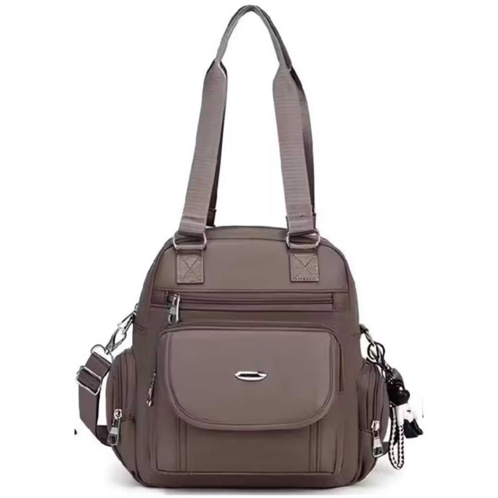 Bolsa Vira Mochila Feminina Grande Nylon Transversal, alça de mão, mochila 3em1 acompanha + chaveiro