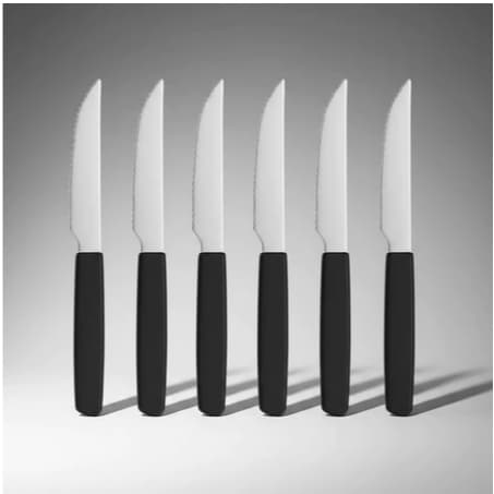 🔪🚚 ENVIO RÁPIDO!! Kit 6 Facas de Mesa Inox Linha Mato Grosso Preta 🔥 Corte Preciso | Design Moderno | Alta Resistência