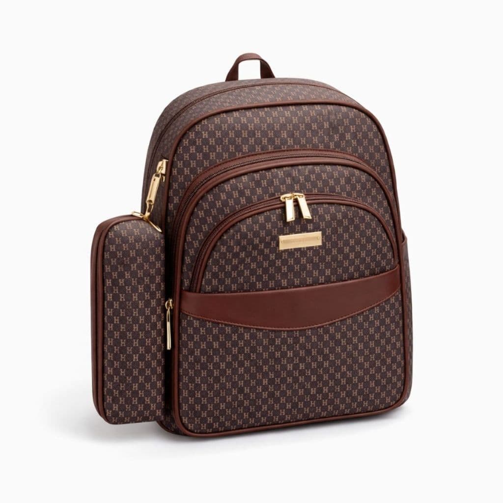 Mochila Feminina Elegante Couro Sintético Reforçada + Estojo