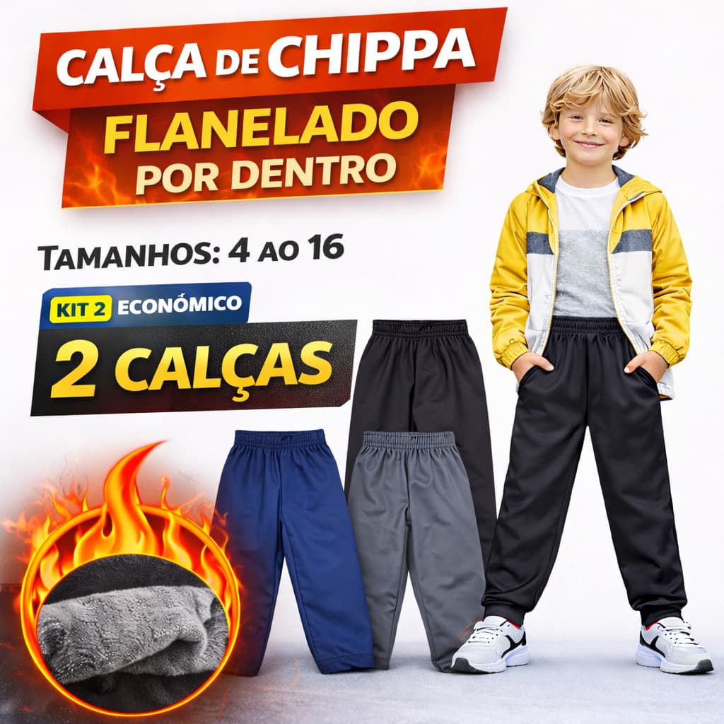 Kit 2 Calças Jogger Infantil Juvenil Flaneladas Inverno Quentinha