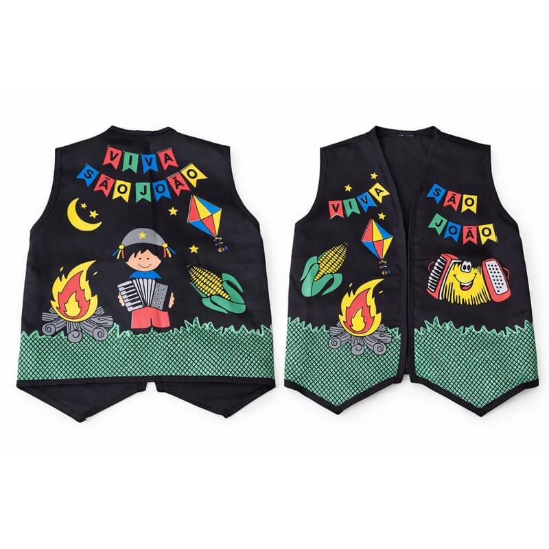 Colete Junino Infantil Menino Fantasia Caipira Festa Junina Estampado Roupa São João Criança