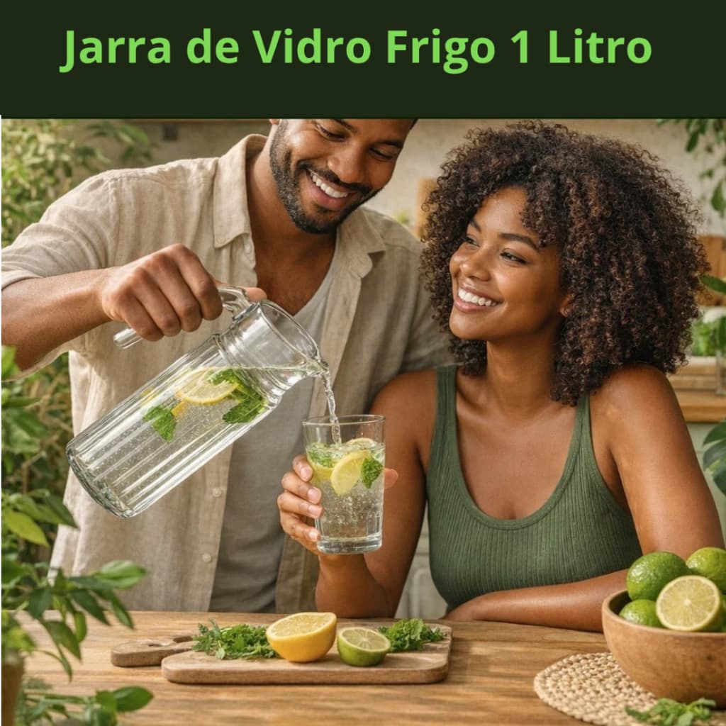 Jarra de Vidro 1 Litro Transparente Resistente Cozinha Uso Diário Bebidas